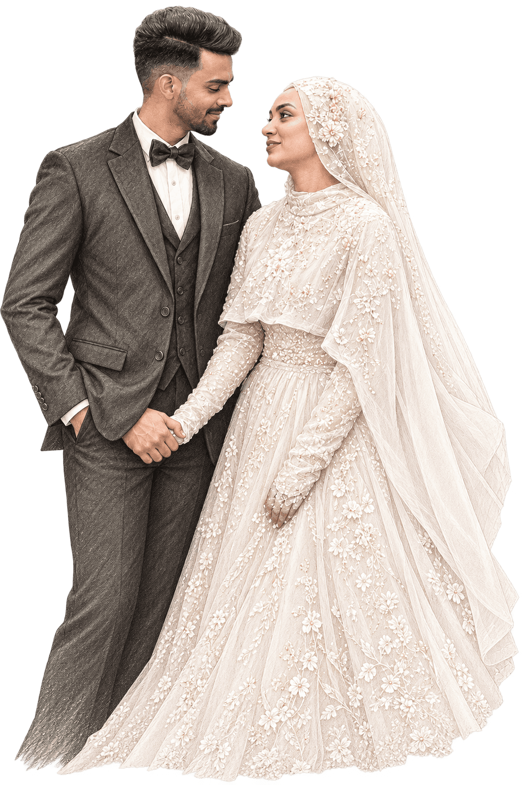 Shefeer and Afna in wedding attire